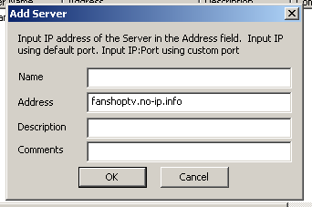 TVAnts adding a server, p2p streaming